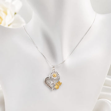 Collar 50cm Dije Corazón Girasol 20mm Plata 925 26952