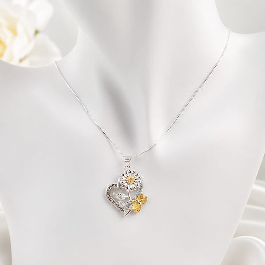 Collar 50cm Dije Corazón Girasol 20mm Plata 925 26952