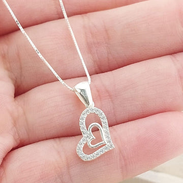 Collar 50cm Dije Corazón 14mm Plata 925 26924
