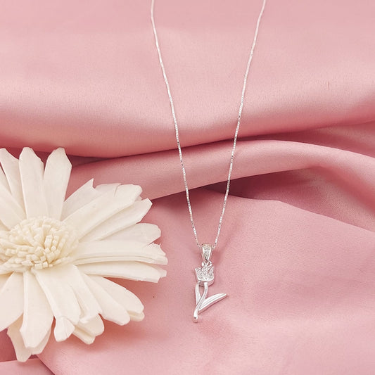 Collar 50cm Dije Tulipán 20mm Plata 925 26931