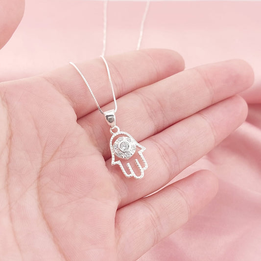 Collar 50cm Dije Mano 18mm Plata 925 26936