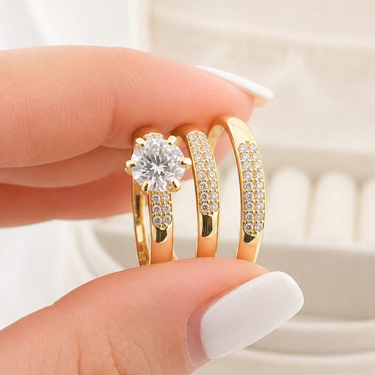 Anillos Trio Matrimonio Oro 10k 27525
