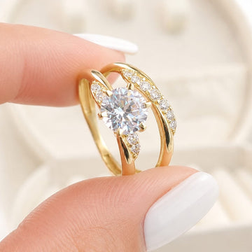 Anillos Dúo Compromiso Oro 10k CZ 6mm 27533