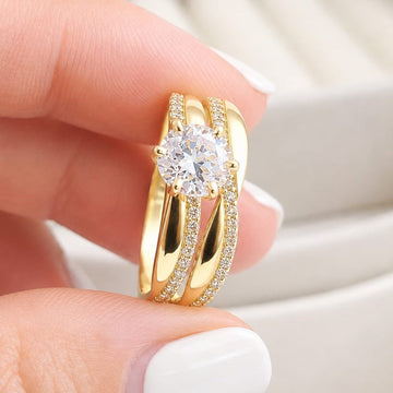 Anillos Dúo Compromiso Oro 10k CZ 6mm 27526