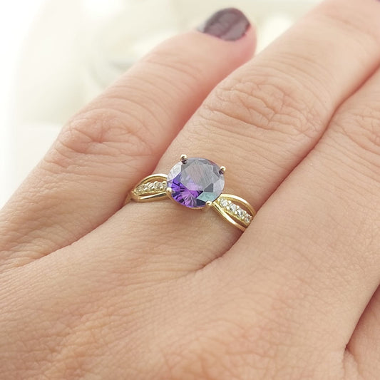 Anillo Dama Promesa CZ 6mm Oro 10k 27577