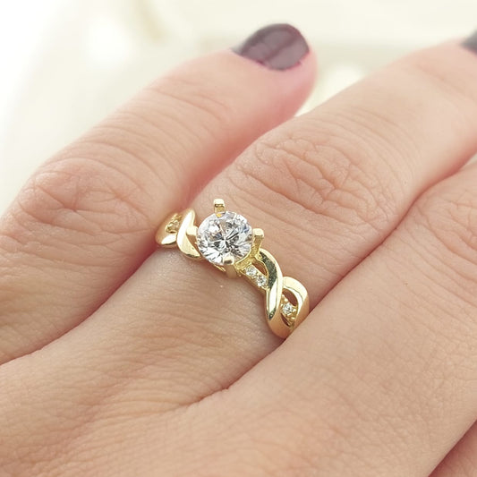 Anillo Compromiso Promesa CZ 5mm Oro 10k 27576
