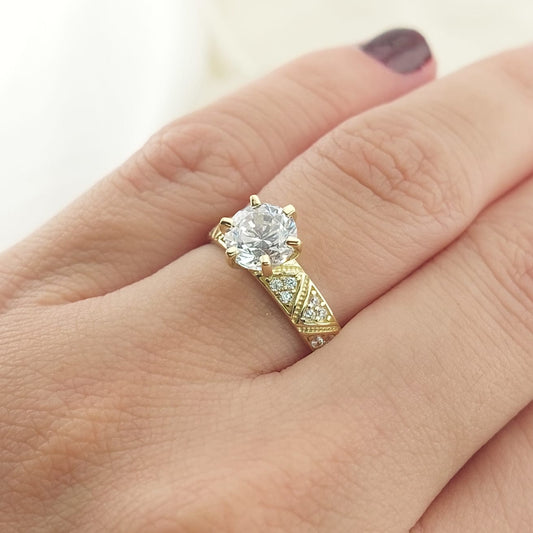 Anillo Compromiso Promesa CZ 6mm Oro 10k 27574