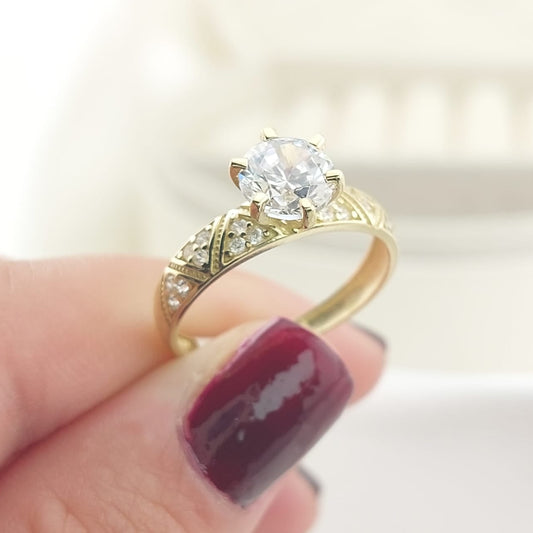 Anillo Compromiso Promesa CZ 6mm Oro 10k 27574