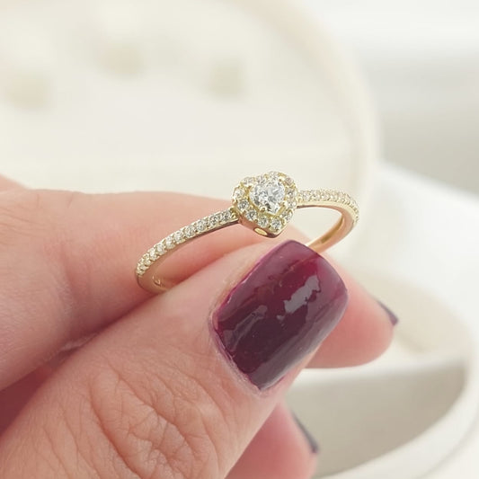 Anillo Corazón CZ 3mm Oro 10k 27578