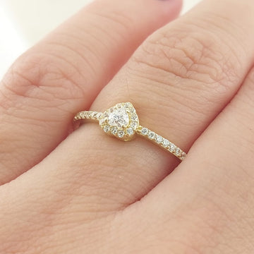 Anillo Corazón CZ 3mm Oro 10k 27578