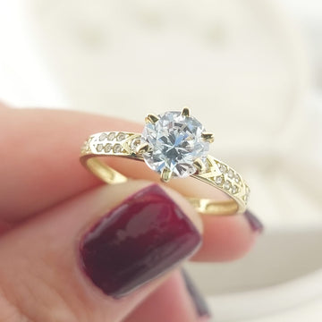 Anillo Compromiso Promesa CZ 6mm Oro 10k 27575