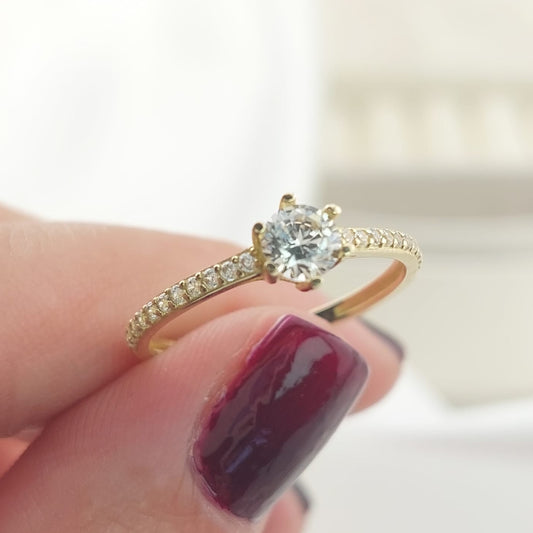 Anillo Compromiso Promesa CZ 5mm Oro 10k 27572