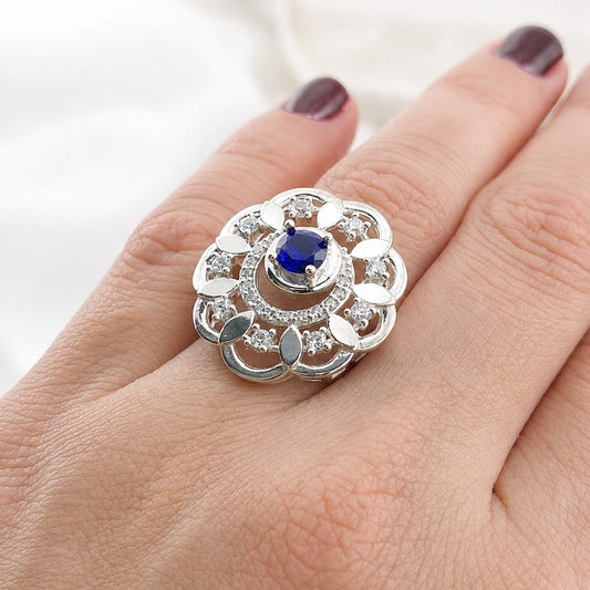 Anillo Casual Azul Plata 925 24560
