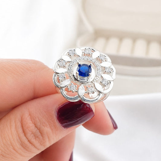 Anillo Casual Azul Plata 925 24560