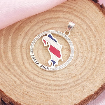 Dije 25mm Costa Rica Plata 925 17033