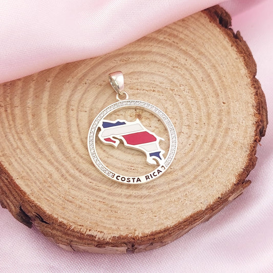 Dije 25mm Costa Rica Plata 925 17033