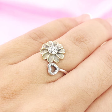 Anillo Girasol Dama Plata 925 26451