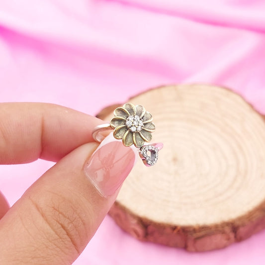 Anillo Girasol Dama Plata 925 26451