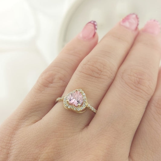 Anillo Dama Promesa CZ Corazon 6x6mm Oro 10k 27590