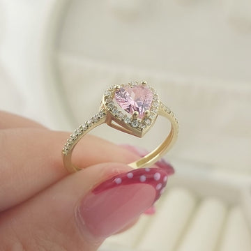 Anillo Dama Promesa CZ Corazon 6x6mm Oro 10k 27590