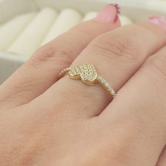 Anillo Dama Promesa CZ Corazon Oro 10k 27592
