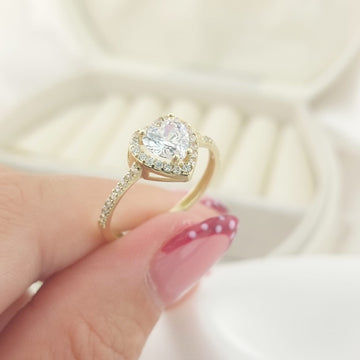 Anillo Dama Promesa CZ Corazon 6x6mm Oro 10k 27591