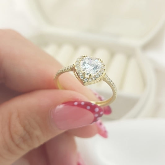 Anillo Dama Promesa CZ Corazon 6x6mm Oro 10k 27591