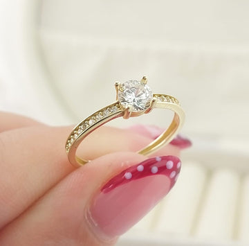 Anillo Compromiso Promesa CZ 5mm Oro 10k 27599