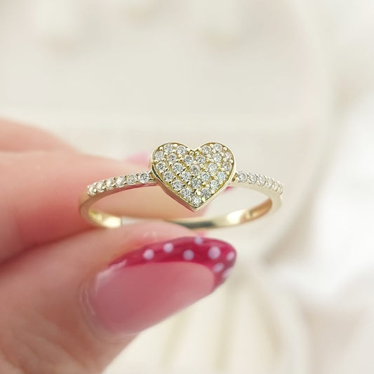 Anillo Dama Promesa CZ Corazon Oro 10k 27592
