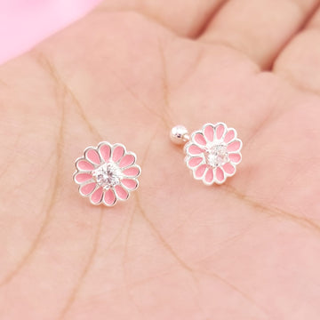 Aretes Dormilones Flor 9mm Plata 925 27626