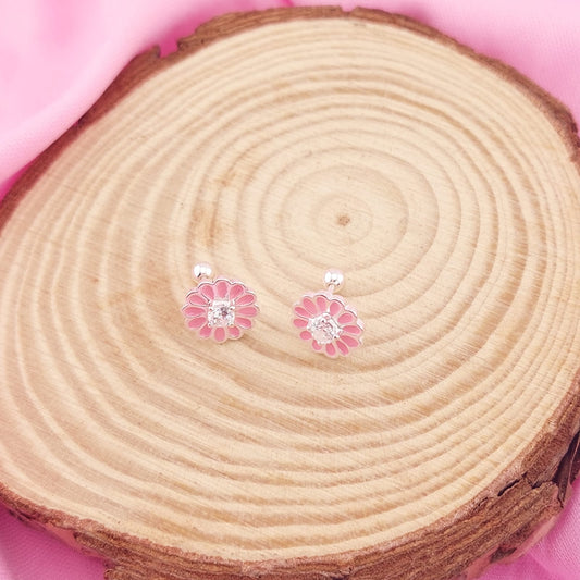 Aretes Dormilones Flor 9mm Plata 925 27626