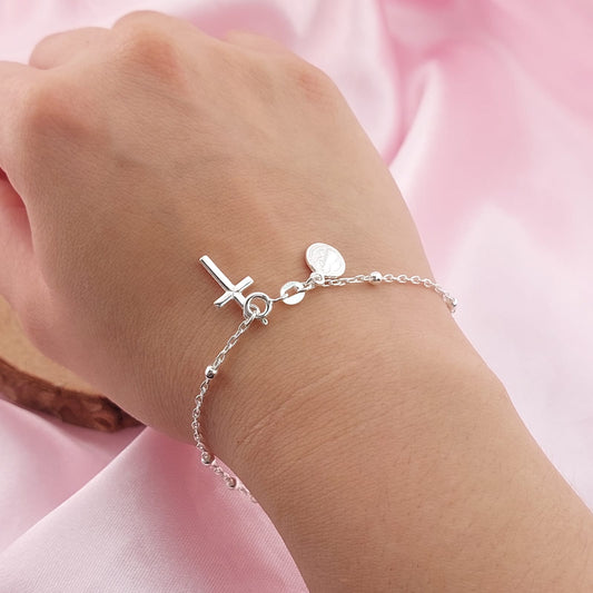 Pulsera Denario Dama San Benito 19cm Plata 925 27660