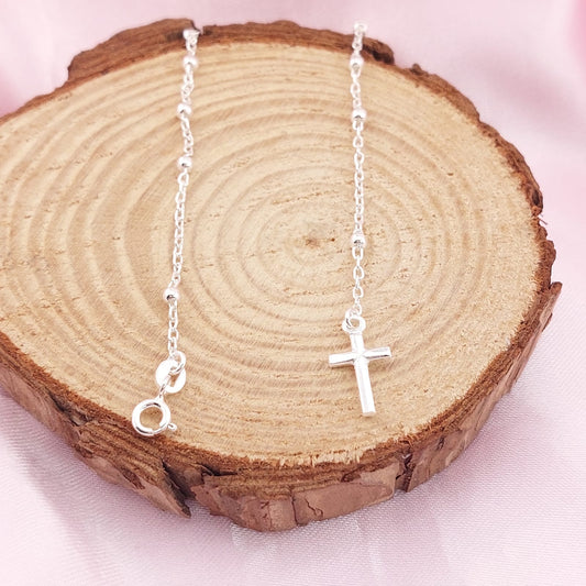 Pulsera Denario Dama Cruz 19cm Plata 925 27662