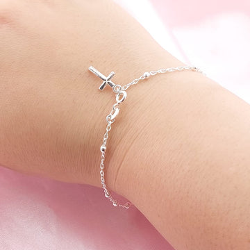 Pulsera Denario Dama Cruz 19cm Plata 925 27662