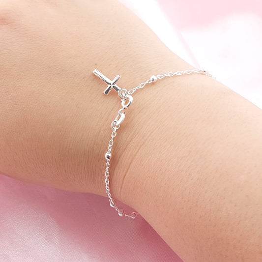 Pulsera Denario Dama Cruz 19cm Plata 925 27662