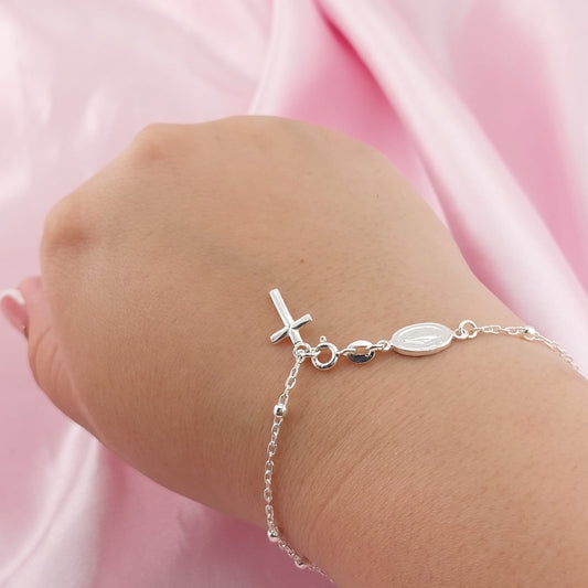 Pulsera Denario Dama Medalla Milagrosa 19cm Plata 925 27661
