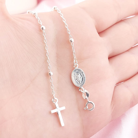 Pulsera Denario Dama Medalla Milagrosa 19cm Plata 925 27661