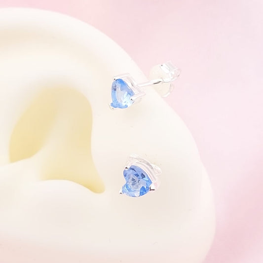 Aretes Corazón Chispas 5mm Celeste 925 27676