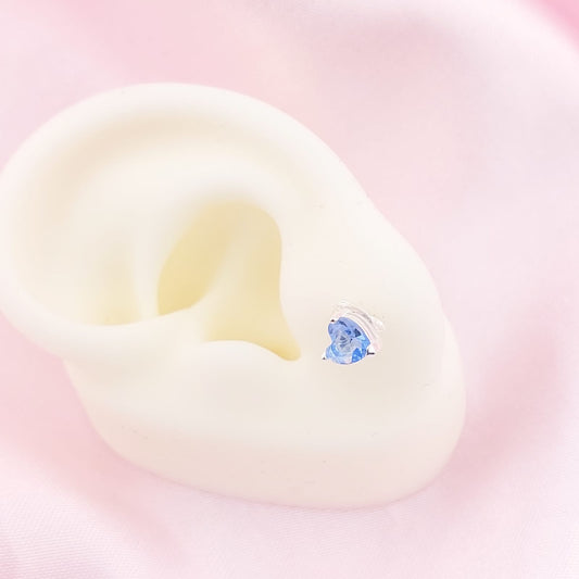 Aretes Corazón Chispas 5mm Celeste 925 27676