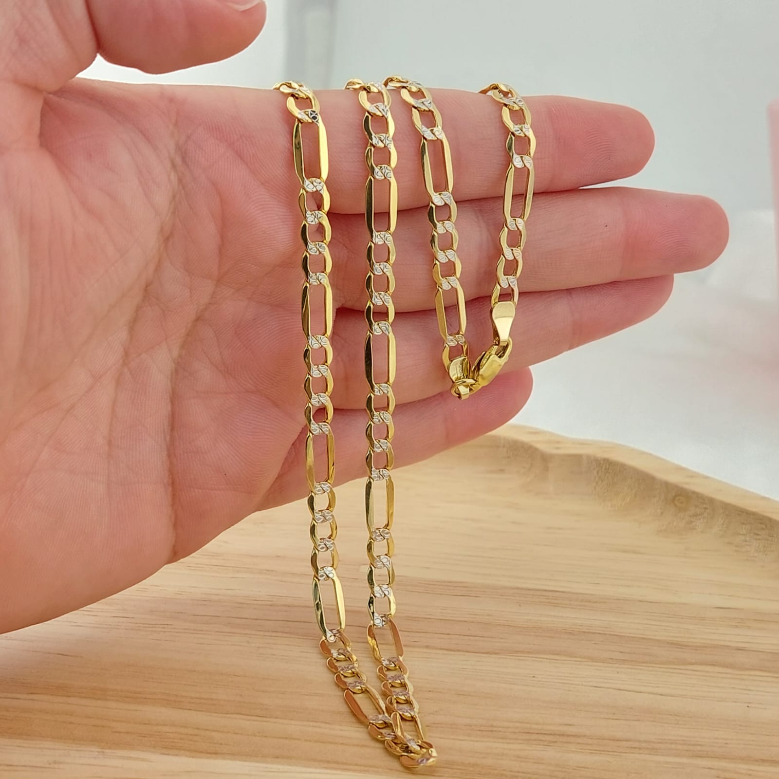 Cadena Fígaro Diamantada 60cm/5mm Oro 10k Italia 26391