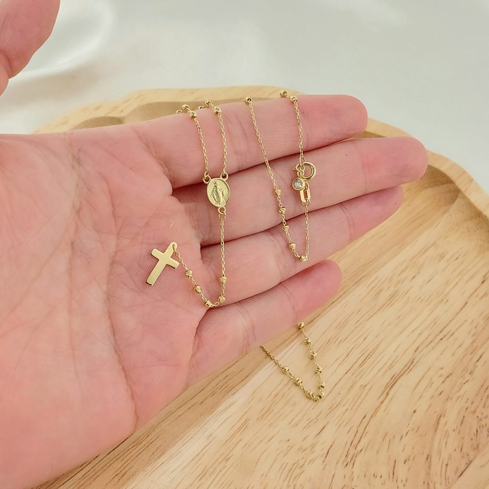 Rosario 50cm Bola Diamantada 2mm Oro 10k Italia 26392