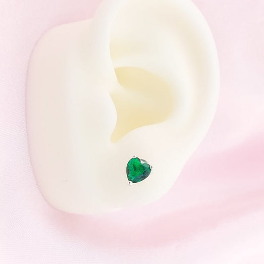 Aretes Corazón Chispas CZ 6mm Verde 925 27733