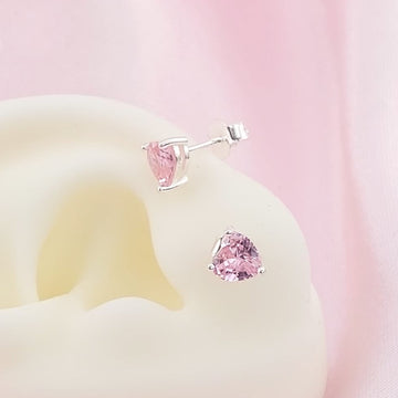 Aretes Corazón Chispas CZ 6mm Rosado 925 27736