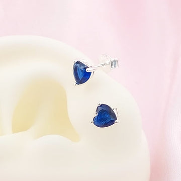 Aretes Corazón Chispas CZ 6mm Azul 925 27737