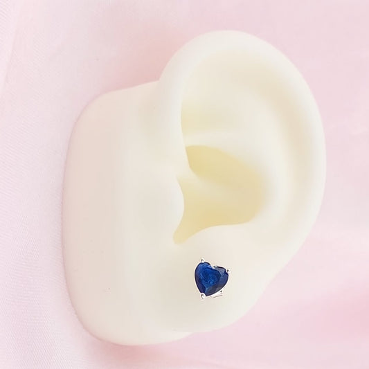 Aretes Corazón Chispas CZ 6mm Azul 925 27737
