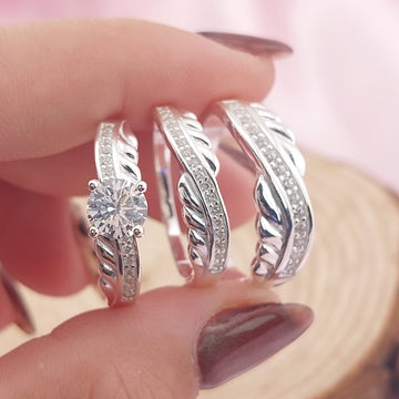 Anillos Tríos Matrimonio Plata CZ 5mm 925 27760