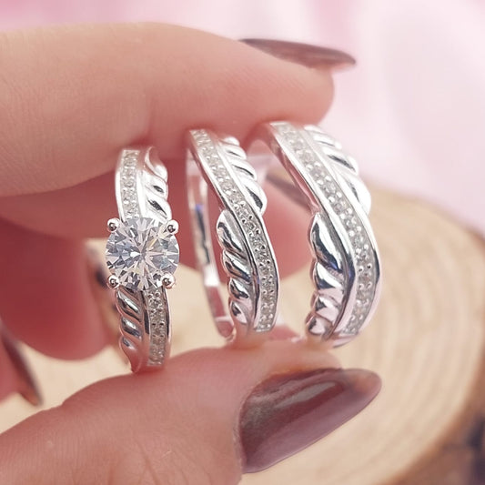 Anillos Tríos Matrimonio Plata CZ 5mm 925 27760