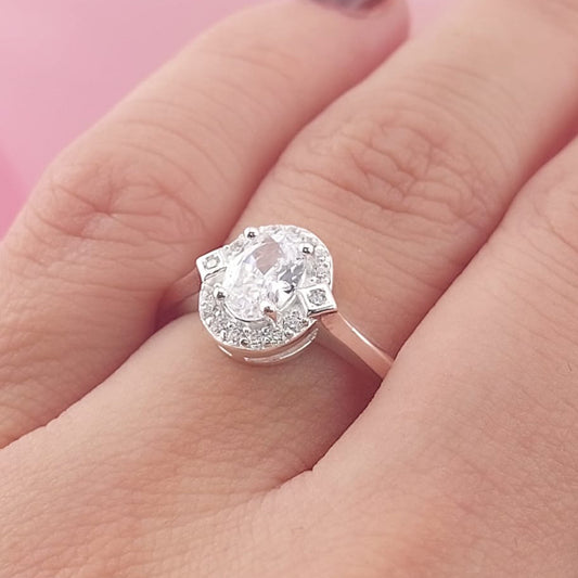 Anillo Compromiso Plata 925 CZ Ovalo 4x6mm 27775