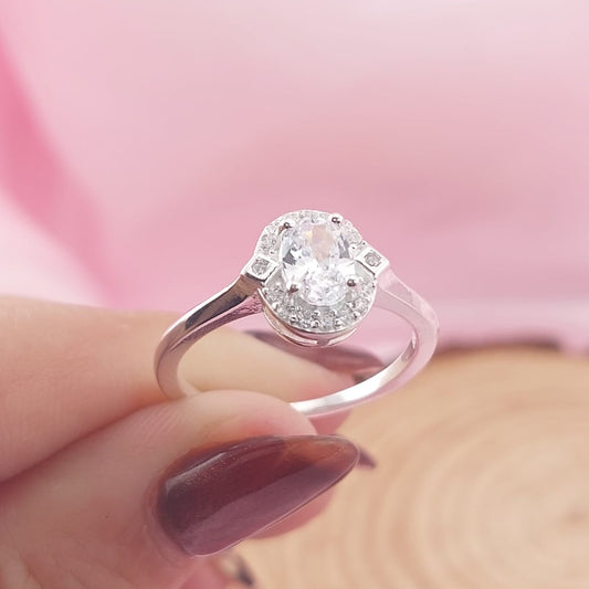Anillo Compromiso Plata 925 CZ Ovalo 4x6mm 27775