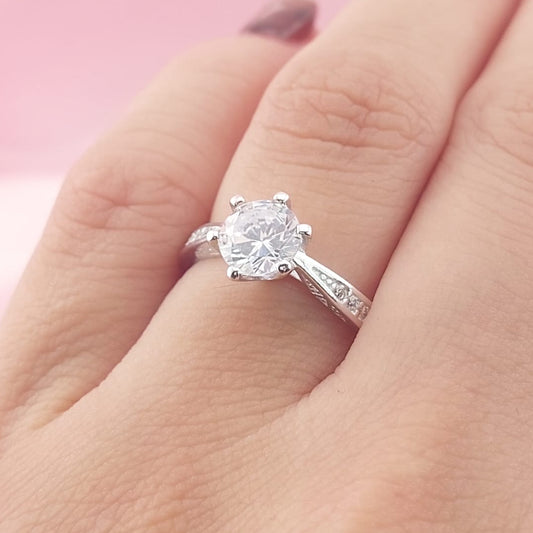 Anillo Compromiso Plata 925 CZ 6mm 27776
